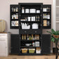 usikey 72?¡À Kitchen Pantry Cabinet, Tall Storage Cabinet with 4 Doors and 1 Drawer, Freestanding Cupboard with 6 Hanging Shelves and Adjustable Shelves for Kitchen, Dining Room,Living Room