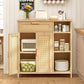 USIKEY Storage Cabinet, Floor Cabinet with Doors and Shelves, Coffee Bar Cabinet with Drawer, Organizer Cabinet for Living Room, Dining Room