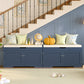 USIKEY Shoe Storage Bench, 2 Tier Shoe Bench with Padded Seat Cushion & 2 Barn Doors, Entryway Bench with Adjustable Shelf, Shoe Cabinet for Living Room, Bedroom