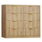 Usikey Fluted Dresser for Bedroom with 8 Drawers, 47'W Modern Chest of Drawers with Metal Handle, Wood Clothes Storage Organizer for Living Room, Oak