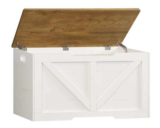 Usikey 39.4" Storage Chest, Toy Box with 2 Safety Hinges, Lift Top Wooden Toy Chest, Storage Bench, for Living Room, Bedroom, Entryway
