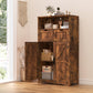 USIKEY Farmhouse Storage Cabinets, Kitchen Storage Cabinet with 2 Adjustable Drawers & Shelf, Floor Cabinet, for Living Room, Home Office, Kitchen
