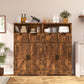 USIKEY Farmhouse Storage Cabinets, Kitchen Storage Cabinet with 2 Adjustable Drawers & Shelf, Floor Cabinet, for Living Room, Home Office, Kitchen