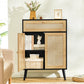 Storage Cabinet with Adjustable Shelf, Rattan Cabinet with Large Drawer, Accent Cabinet for Dining Room, Living Room, Entryway