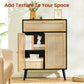 Storage Cabinet with Adjustable Shelf, Rattan Cabinet with Large Drawer, Accent Cabinet for Dining Room, Living Room, Entryway