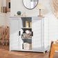 Storage Cabinet with 2 Doors and 4 Storage Shelves, Credenza Buffet Cabinet, Bathroom Cabinet for Living Room, Entryway, Home Office, White