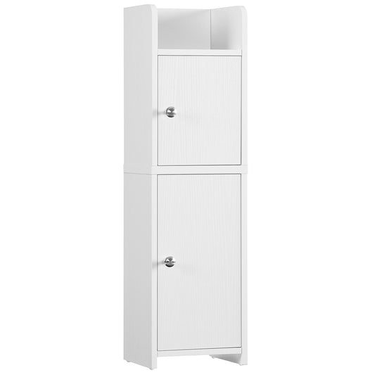 USIKEY Bathroom Storage Cabinet, Narrow Cabinet with Doors and Adjustable Shelves, Corner Bathroom Cabinet, Bathroom Storage for Small Spaces