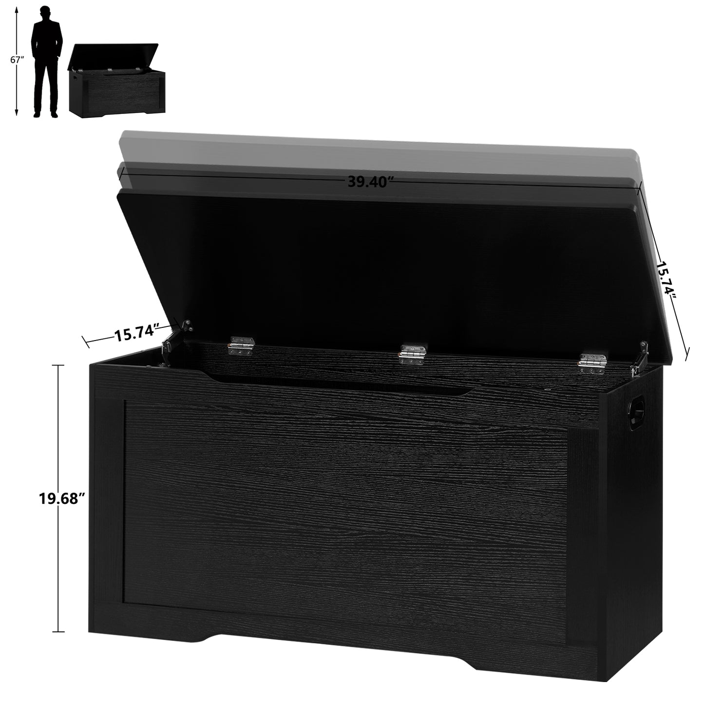 USIKEY 29.5" Storage Chest, Storage Bench with Storage