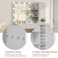 USIKEY Makeup Vanity with Lights, Vanity Desk with Mirror and 10 LED Lights, Vanity Table with 4 Drawers, Cabinet & 4 Necklace Hooks for Bedroom