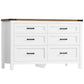 USIKEY Farmhouse 6 Drawer Dresser for Bedroom, 47.2'' Wide Wood Chest of Drawers , Dresser for Closet, Bedroom Dresser for Living Room, White