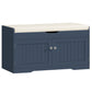 USIKEY Shoe Storage Bench, 2 Tier Shoe Bench with Padded Seat Cushion & 2 Barn Doors, Entryway Bench with Adjustable Shelf, Shoe Cabinet for Living Room, Bedroom