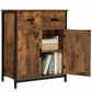 USIKEY Storage Cabinet, Industrial Floor Cabinet with 2 Drawers & Doors, Freestanding Storage Cabinet with  Shelf, for Living Room, Bedroom, Kitchen