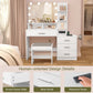 USIKEY Large Vanity Table Set with Lighted Mirror & Charging Station