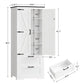 USIKEY 66.2" H Storage Cabinet with 2 Drawers, Farmhouse Kitchen Pantry Cabinet with 2 Doors & Adjustable Shelf, for Living Room, Kitchen, White