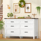 USIKEY Farmhouse 6 Drawer Dresser for Bedroom, 47.2'' Wide Wood Chest of Drawers , Dresser for Closet, Bedroom Dresser for Living Room, White