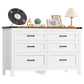 USIKEY Farmhouse 6 Drawer Dresser for Bedroom, 47.2'' Wide Wood Chest of Drawers , Dresser for Closet, Bedroom Dresser for Living Room, White