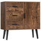 USIKEY Storage Cabinet with Rattan Door & 3 Drawers, Entryway Cabinet with Adjustable Shelf, Accent Cabinet for Living Room