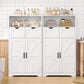USIKEY Farmhouse Storage Cabinets, Kitchen Storage Cabinet with 2 Adjustable Drawers & Shelf, Floor Cabinet, for Living Room, Home Office, Kitchen