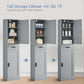 usikey 67" Tall Bathroom Cabinet, Storage Cabinet with 4 Shelves & 2 Doors, Narrow Storage Cabinet for Bathroom, Living Room, Home Office, Grey