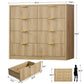 Usikey Fluted Dresser for Bedroom with 8 Drawers, 47'W Modern Chest of Drawers with Metal Handle, Wood Clothes Storage Organizer for Living Room, Oak