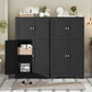 USIKEY Storage Cabinet, Bathroom Cabinet with 4 Doors & Adjustable Shelf, Bathroom Floor Cabinet for Living Room, Entryway, Home Office