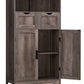 Large Storage Cabinet, Rattan Cabinet with 2 Drawers & 2 Shelves, Cupboard, Floor Cabinet for Living Room, Home Office, Natural & Black