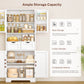Usikey Kitchen Pantry Cabinet with Adjustable Shelf, Tall Storage Cabinet with 2 Drawers & 4 Door Shelves, Pantry Cabinets for Dining Room, White