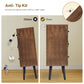 USIKEY Storage Cabinet with Rattan Door & 3 Drawers, Entryway Cabinet with Adjustable Shelf, Accent Cabinet for Living Room