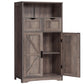 Bathroom Cabinet, Storage Cabinet with 2 Adjustable Drawers & 2 Barn Doors, Standing Cupboard with 2 Shelf, Floor Cabinet for Living Room, Home Office, Kitchen