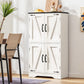 USIKEY Farmhouse Storage Cabinet with 2 Adjustable Shelves, Bathroom Cabinet with 4 Doors, Kitchen Cabinets, Cupboard for Kitchen, Living Room