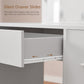 USIKEY Makeup Vanity with Lights, Vanity Desk with Mirror and 10 LED Lights, Vanity Table with 4 Drawers, Cabinet & 4 Necklace Hooks for Bedroom