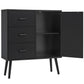 Storage Cabinet with 3 Drawers, Rattan Cabinet with Adjustable Shelf, Accent Cabinet for Living Room, Entryway