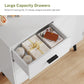 USIKEY Storage Cabinet with Rattan Door & 3 Drawers, Entryway Cabinet with Adjustable Shelf, Accent Cabinet for Living Room