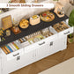usikey 63” Large Buffet Cabinet with 4 Doors and 3 Drawers, Buffet Sideboard Cabinet with Storage and 2 Adjustable Shelves, Coffee Bar, Wine Bar for Living Room, White
