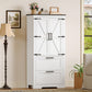 USIKEY 50.4" H Farmhouse Storage Cabinet, Bathroom Storage Cabinet with with 2 Doors & Drawers and Adjustable Shelf, for Bathroom, Living Room, White