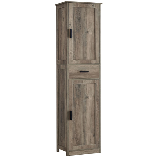 USIKEY 67"Tall Storage Cabinet, Bathroom Cabinet with 4 Shelves & 2 Doors, Narrow Tall Cabinet, Floor Cabinet for Living Room, Rustic Oak