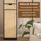 usikey Tall Bathroom Cabinet with Doors, Rattan Storage Cabinet with Adjustable Shelves, Freestanding Narrow Linen Cabinet for Living Room, Entryway, Kitchen, Home Office, Natural