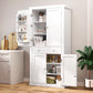usikey 72?¡À Kitchen Pantry Cabinet, Tall Storage Cabinet with 4 Doors and 1 Drawer, Freestanding Cupboard with 6 Hanging Shelves and Adjustable Shelves for Kitchen, Dining Room,Living Room