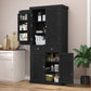 usikey 72?¡À Kitchen Pantry Cabinet, Tall Storage Cabinet with 4 Doors and 1 Drawer, Freestanding Cupboard with 6 Hanging Shelves and Adjustable Shelves for Kitchen, Dining Room,Living Room