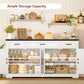 usikey 63” Large Buffet Cabinet with 4 Doors and 3 Drawers, Buffet Sideboard Cabinet with Storage and 2 Adjustable Shelves, Coffee Bar, Wine Bar for Living Room, White