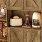 USIKEY 61" Farmhouse Kitchen Pantry Storage Cabinet, Freestanding Hutch with Shelves & Drawers, Large Kitchen Cupboard for Dining Room, Oak