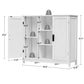 Storage Cabinet with 2 Doors and 4 Storage Shelves, Credenza Buffet Cabinet, Bathroom Cabinet for Living Room, Entryway, Home Office, White