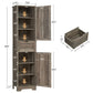 usikey Tall Bathroom Cabinet with Doors, Rattan Storage Cabinet with Adjustable Shelves, Freestanding Narrow Linen Cabinet for Living Room, Entryway, Kitchen, Home Office, Natural