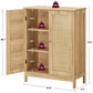 Storage Cabinet with 2 Storage Shelf, Rattan Cabinet with Doors, Accent Cabinet for Living Room, Entryway, Home Office, Natural