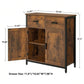 USIKEY Storage Cabinet, Industrial Floor Cabinet with 2 Drawers & Doors, Freestanding Storage Cabinet with  Shelf, for Living Room, Bedroom, Kitchen