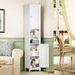 USIKEY 67" Tall Bathroom Cabinet with Adjustable Shelves and Doors, Narrow Bathroom Storage Cabinet for Small Space