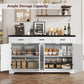 USIKEY 55" Buffet Cabinet With Storage, Large Sideboard Buffet Storage Cabinet With 3 Drawers, Farmhouse Coffee Bar Cabinet, For Kitchen, Living Room