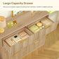 Usikey Fluted Dresser for Bedroom with 8 Drawers, 47'W Modern Chest of Drawers with Metal Handle, Wood Clothes Storage Organizer for Living Room, Oak