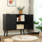 Storage Cabinet with 3 Drawers, Rattan Cabinet with Adjustable Shelf, Accent Cabinet for Living Room, Entryway