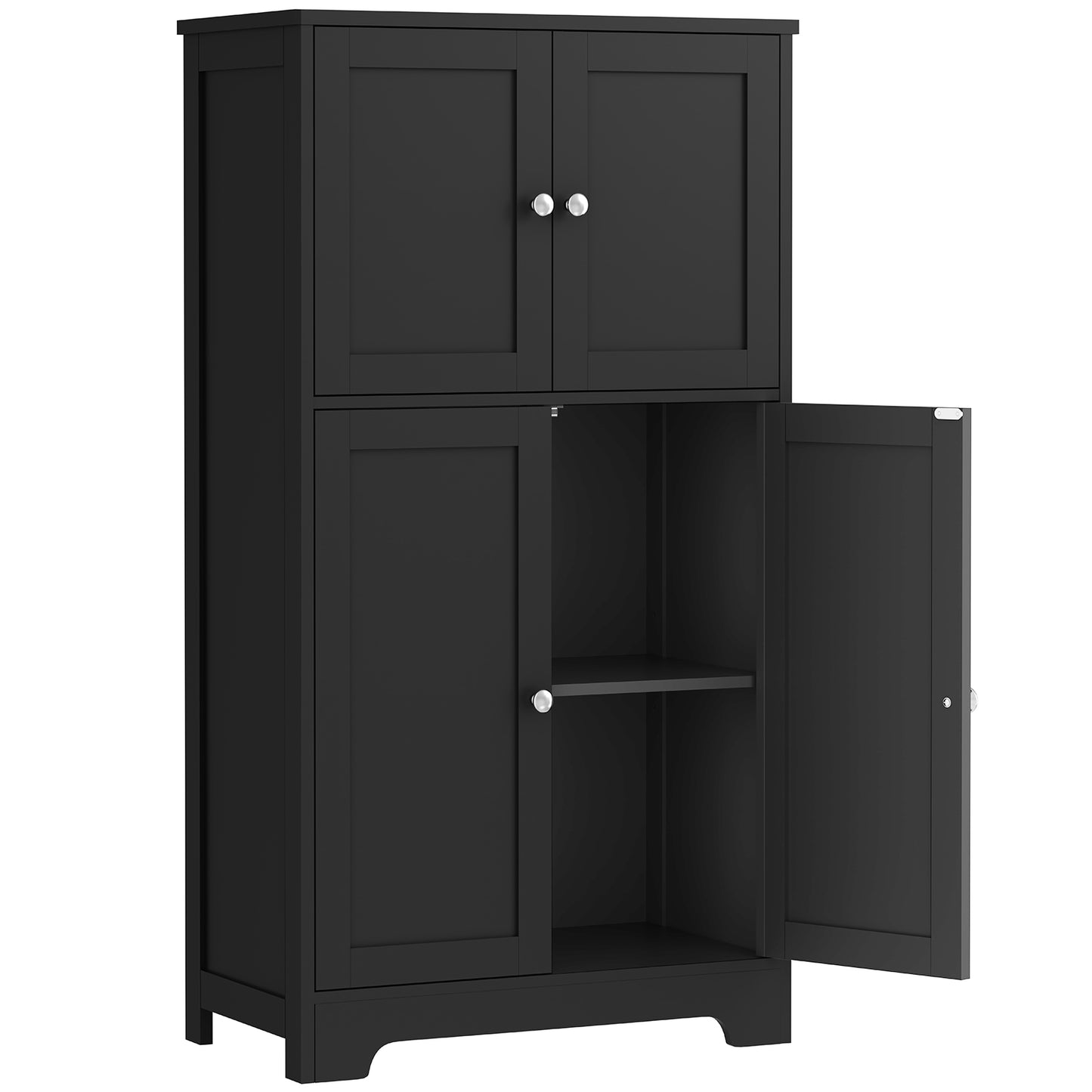 Storage Cabinet, Bathroom Cabinet with 4 Doors & Adjustable Shelf, Cupboard, Bathroom Floor Cabinet for Living Room, Entryway, Home Office, Grey